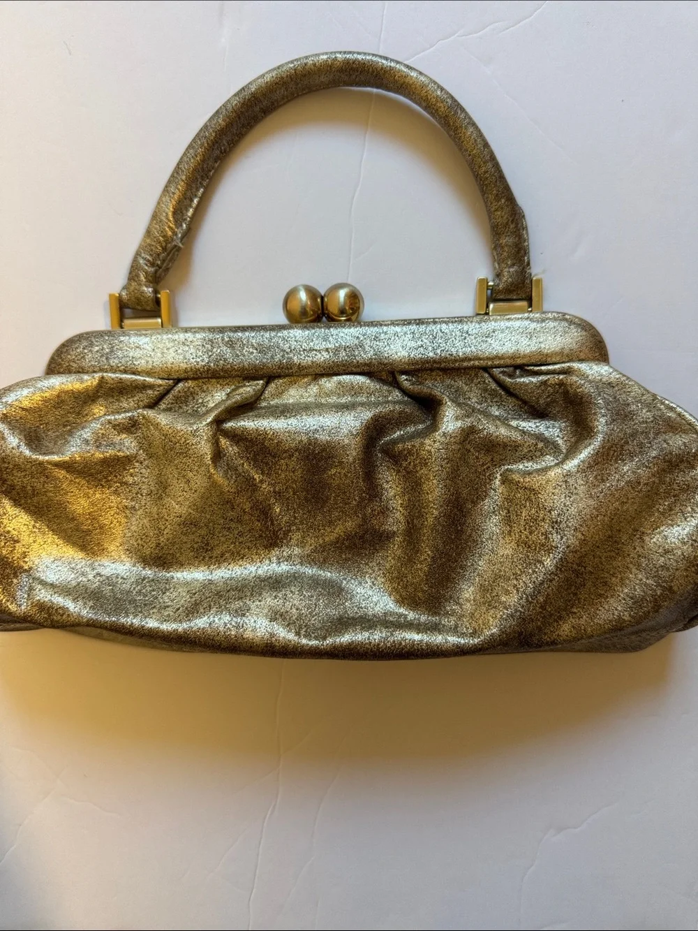 ANTONIO MELANI Metallic Gold Frame-Top Clutch